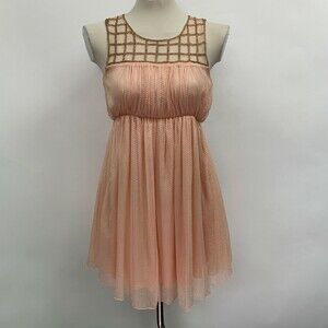 Alice Moon by Moon Collection Women's Dress Small Pink Peach Beaded Sleeveless